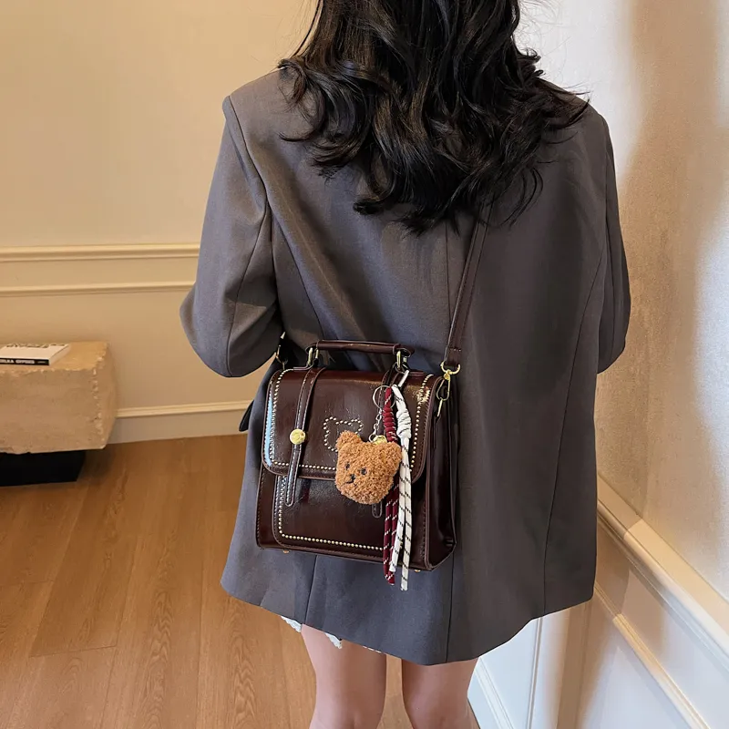 Travel PU Backpack Regular Women's Black/Ecru/Coffee/White & Coffee-13