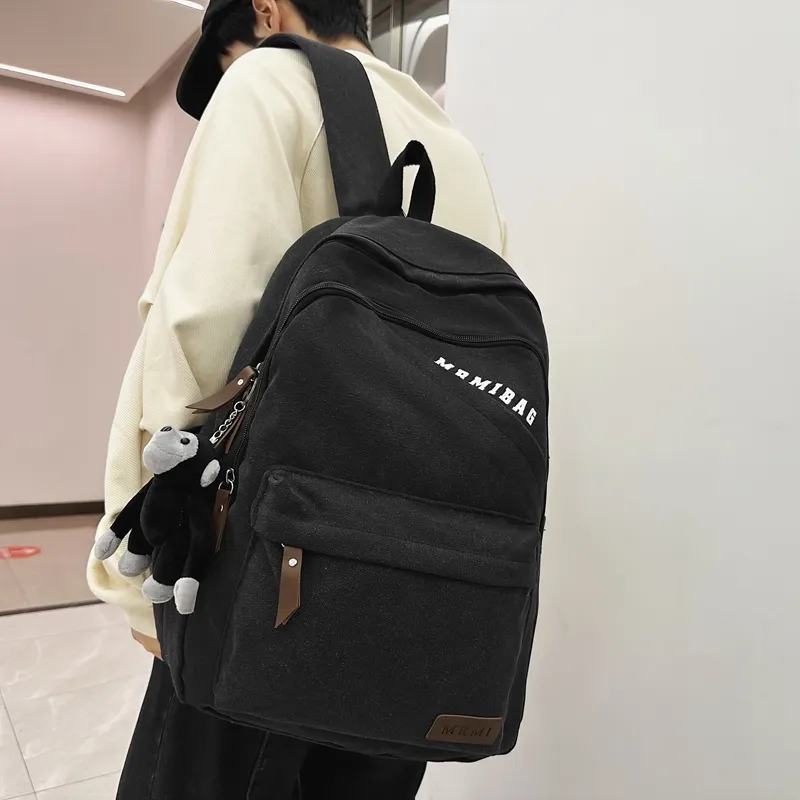 Travel Canvas Backpack Unisex Black/Green/Brown/White/Gray/Khaki-34