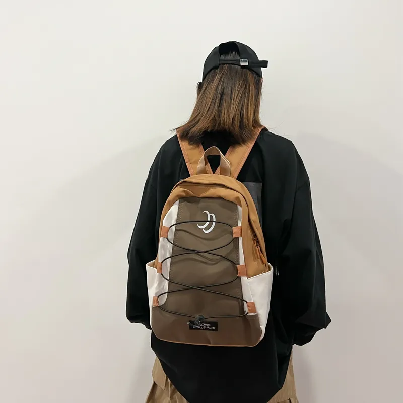 Travel Nylon Backpack Regular Unisex Black/Brown/Dark Blue/Light Blue-9