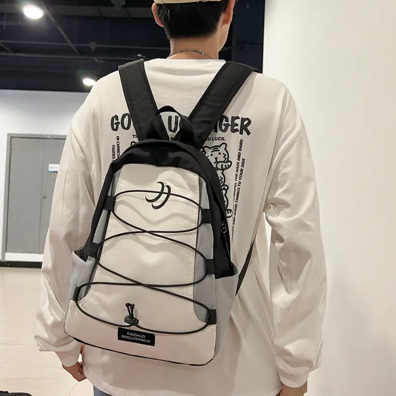 Travel Nylon Backpack Regular Unisex Black/Brown/Dark Blue/Light Blue-1