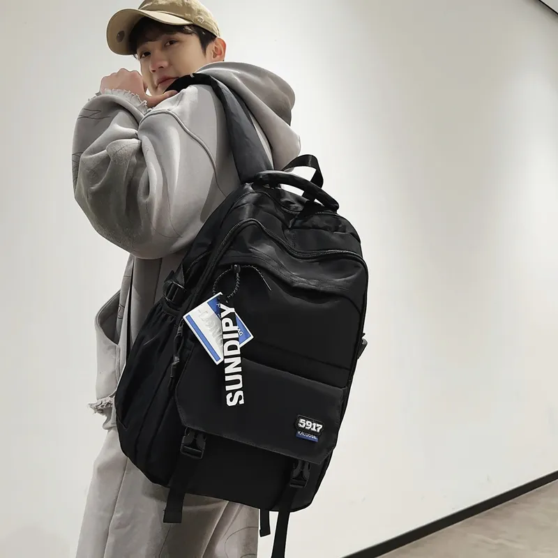 Travel Nylon Backpack Regular Unisex Pure Black/Blue/Black Coffee/Black Gray Color-1