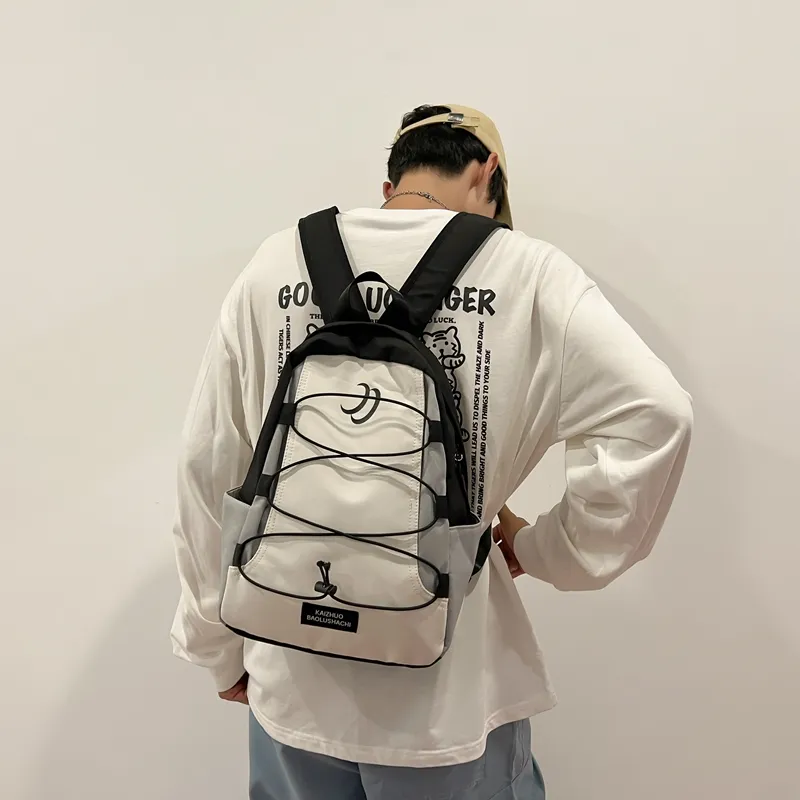 Travel Nylon Backpack Regular Unisex Black/Brown/Dark Blue/Light Blue-3