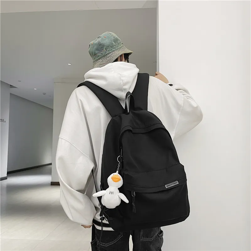 Travel Nylon Backpack Unisex Black/White/Blue/Pink-5