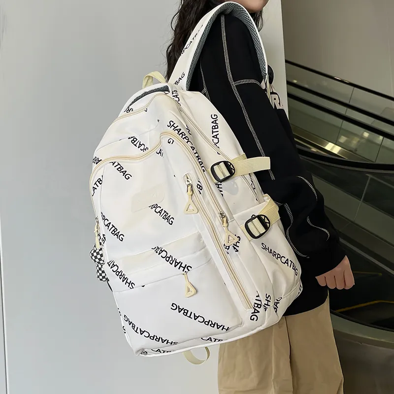 Travel Nylon Backpack Unisex Black/White/Blue/Khaki-7