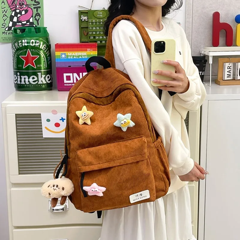 Travel Corduroy Backpack Regular Unisex Multicolor-18