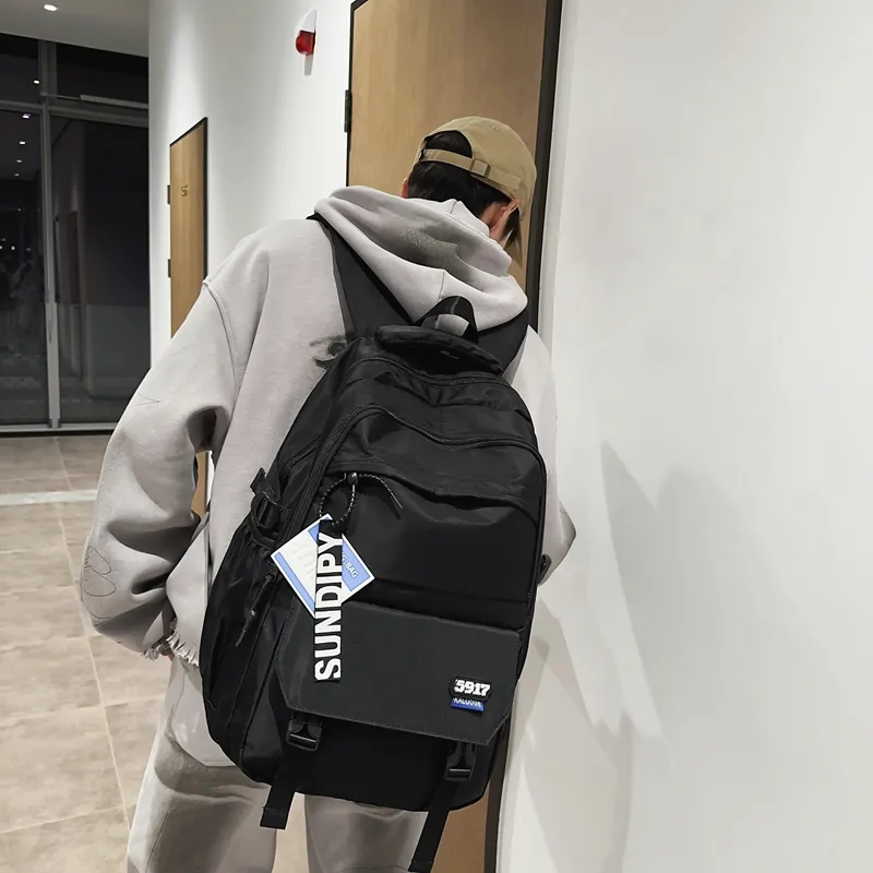 Travel Nylon Backpack Regular Unisex Pure Black/Blue/Black Coffee/Black Gray Color-4