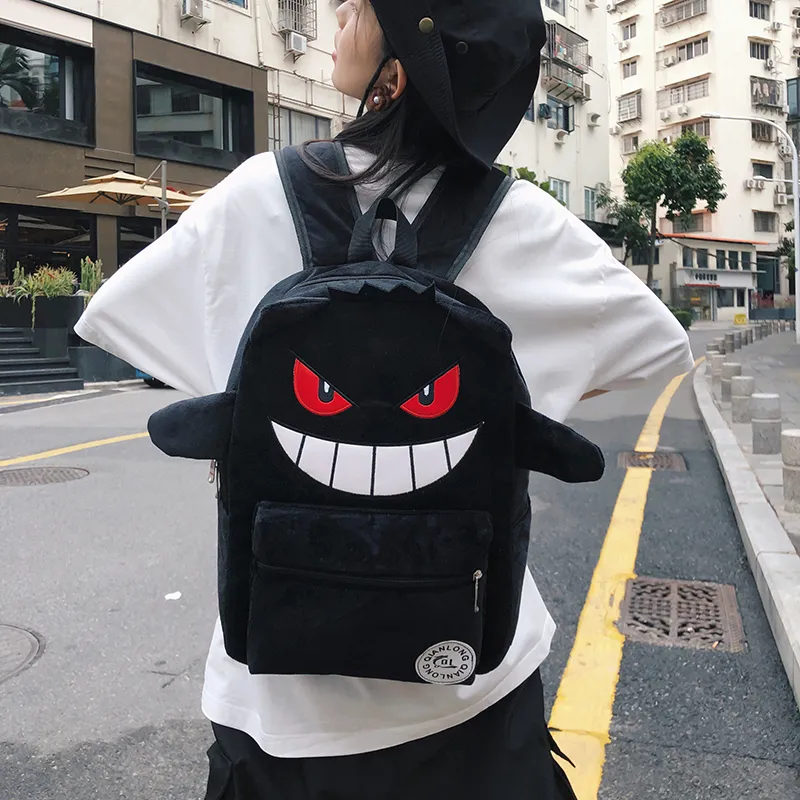 Travel Plush Backpack Unisex Black/Purple-2
