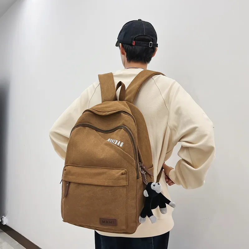 Travel Canvas Backpack Unisex Black/Green/Brown/White/Gray/Khaki-9