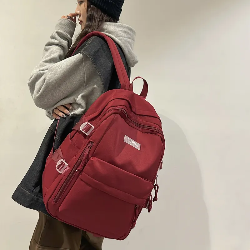 Travel Nylon Backpack Regular Unisex Black/White/Red/Green-25