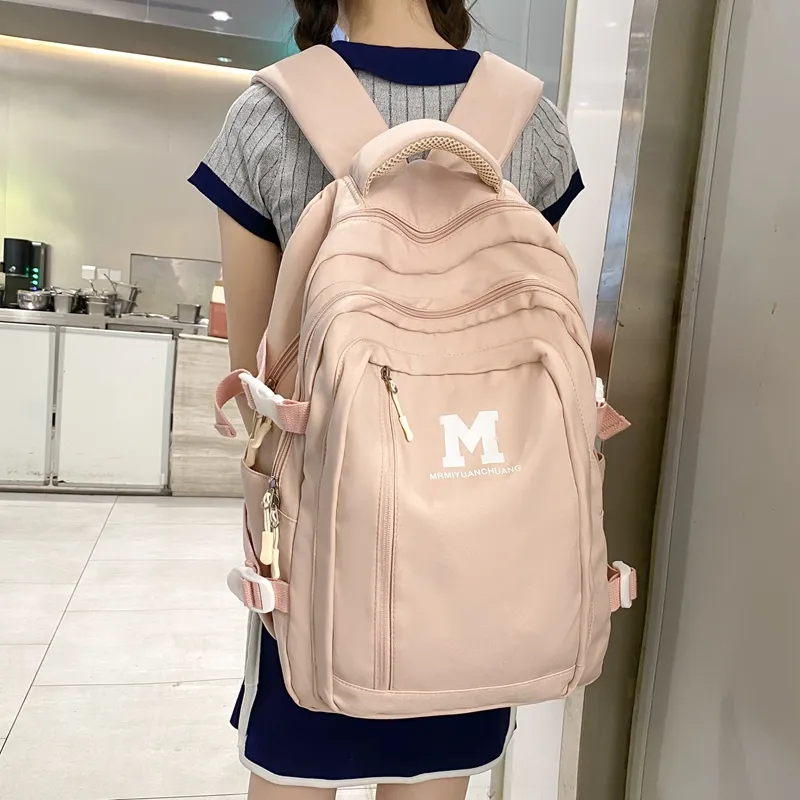 Travel Nylon Backpack Women's Black/Pink/White/Yellow/Light Green-1