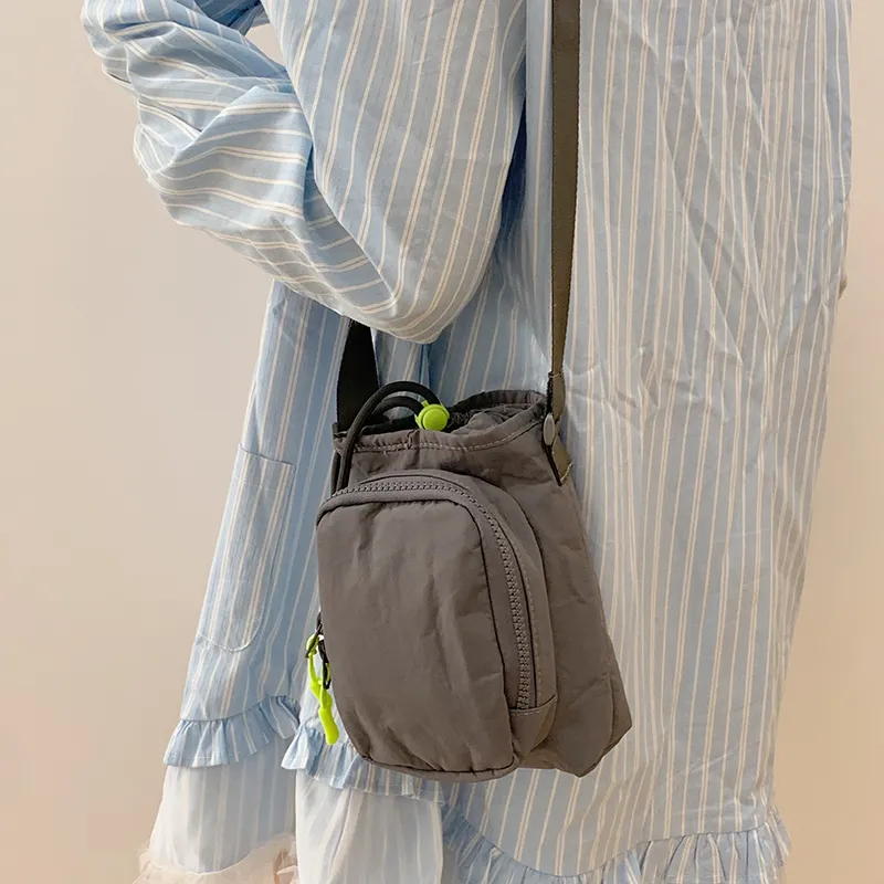 Travel Nylon Fabric Crossbody Bag, Shoulder Bag Unisex Black/Blue/Green/Gray/Pink-33