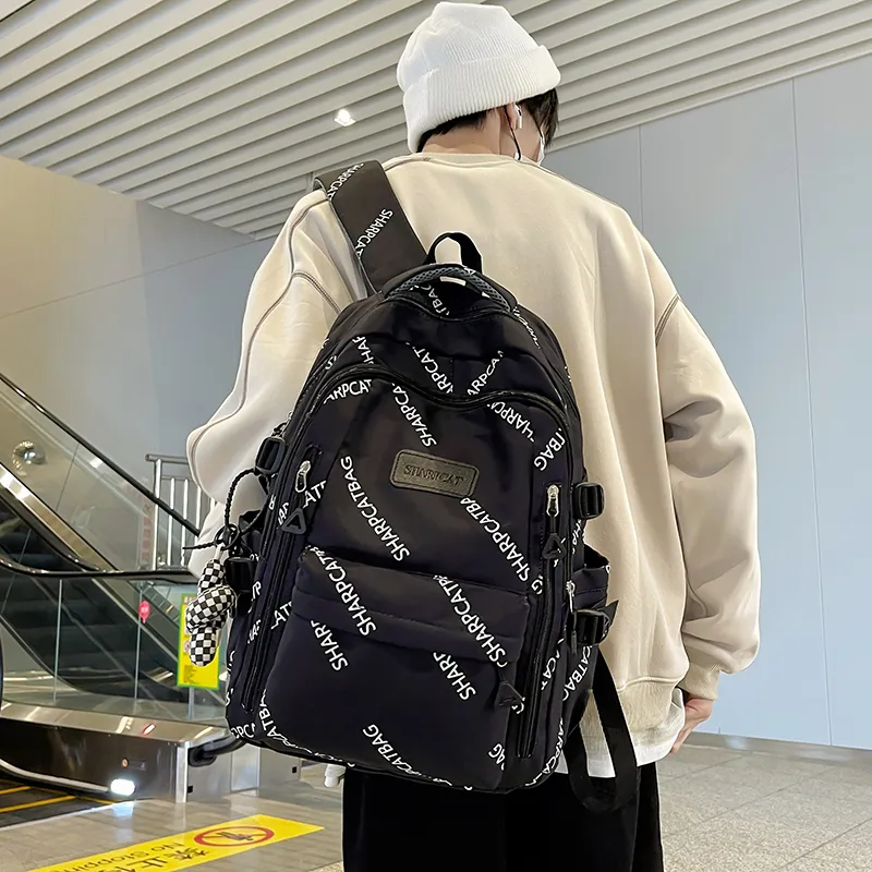 Travel Nylon Backpack Unisex Black/White/Blue/Khaki-2