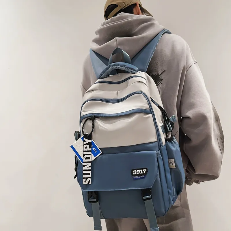 Travel Nylon Backpack Regular Unisex Pure Black/Blue/Black Coffee/Black Gray Color-13