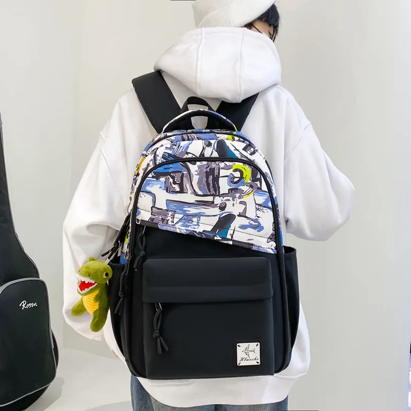 Travel Nylon Backpack Regular Unisex Green/Blue/Yellow-8