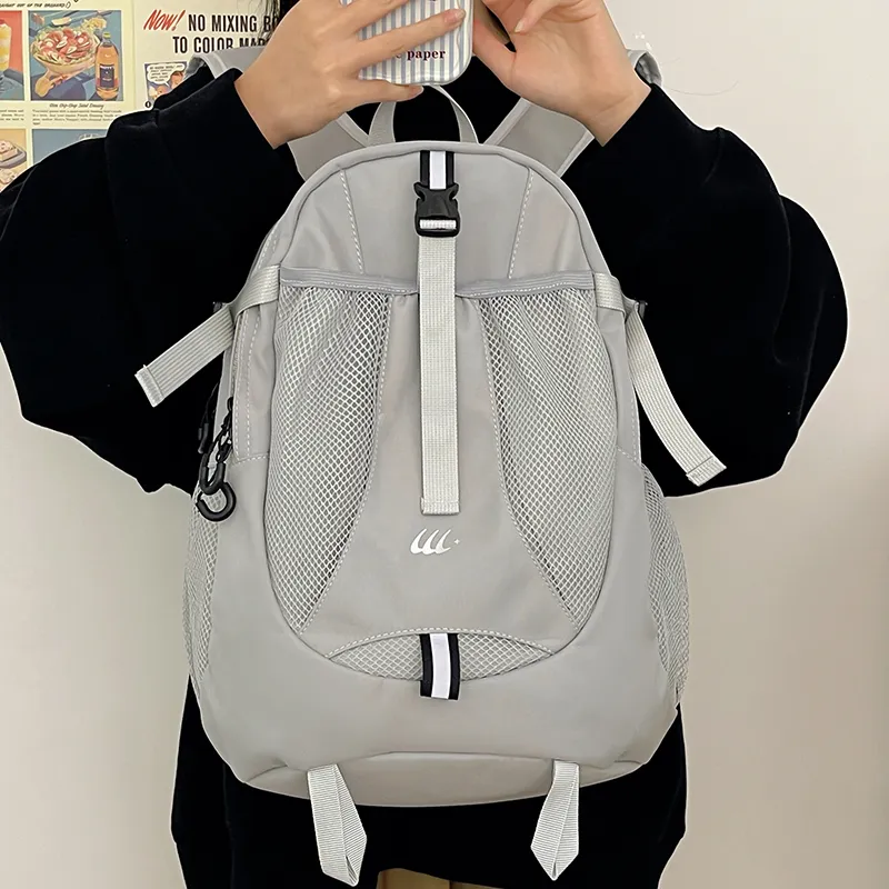 Travel Nylon Backpack Regular Unisex Black/Gray-12