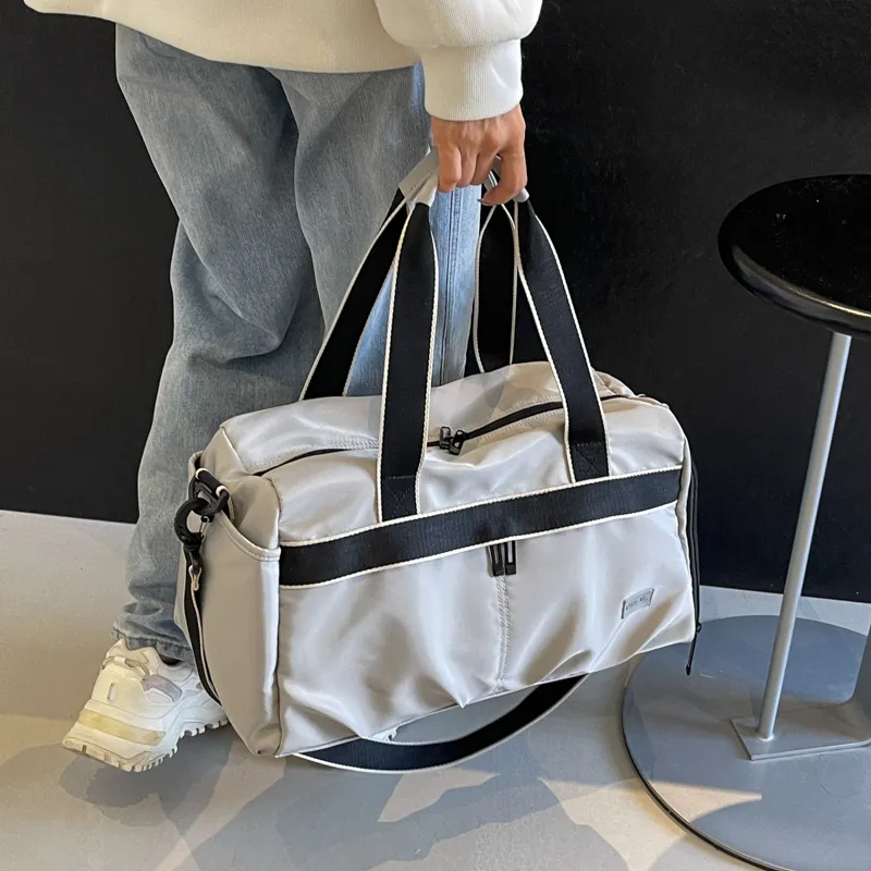 Travel Fabric Gym Bag Large Size Unisex Black/Ecru/Blue/Pink/Gray-23