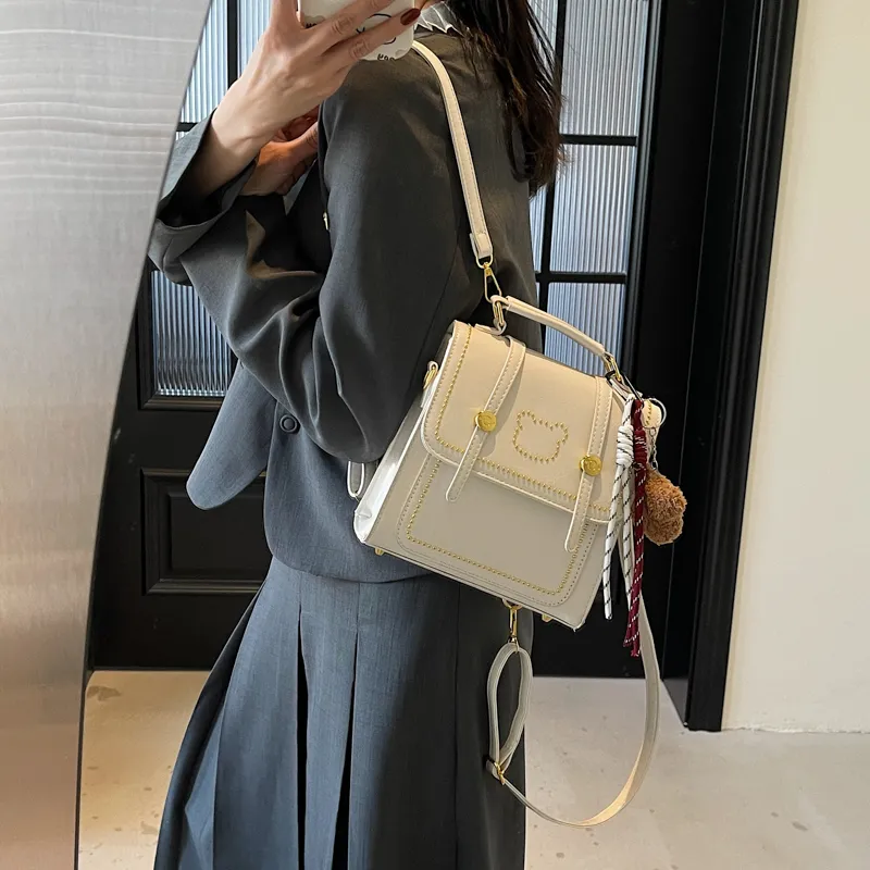 Travel PU Backpack Regular Women's Black/Ecru/Coffee/White & Coffee-7