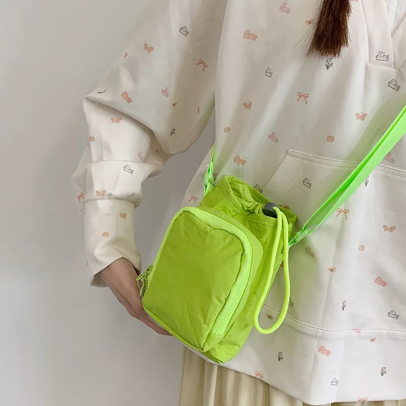 Travel Nylon Fabric Crossbody Bag, Shoulder Bag Unisex Black/Blue/Green/Gray/Pink-19