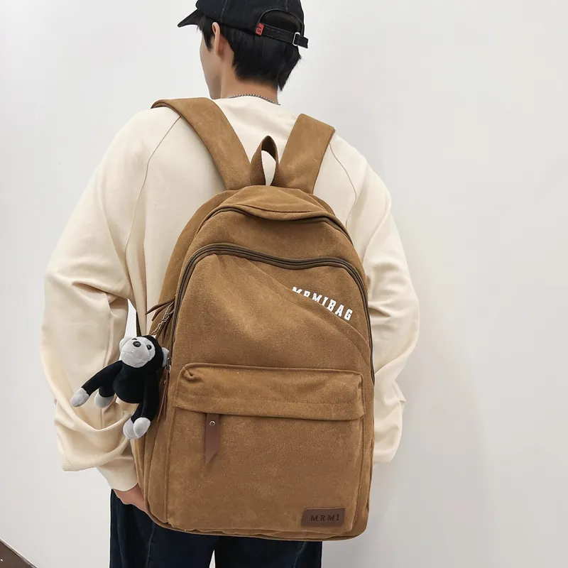 Travel Canvas Backpack Unisex Black/Green/Brown/White/Gray/Khaki-14