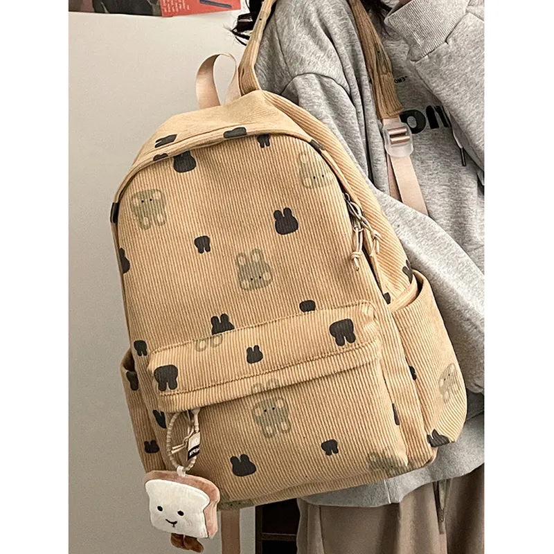 Travel Corduroy Backpack Regular Unisex Cub/Bunny-13