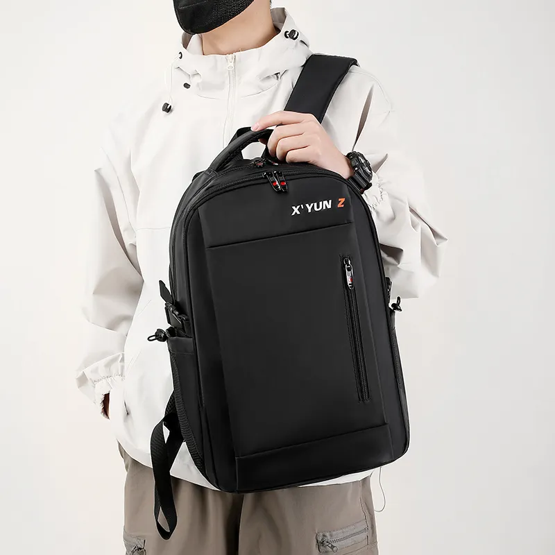 Travel Nylon Backpack Men's Black/Blue/Gray-2