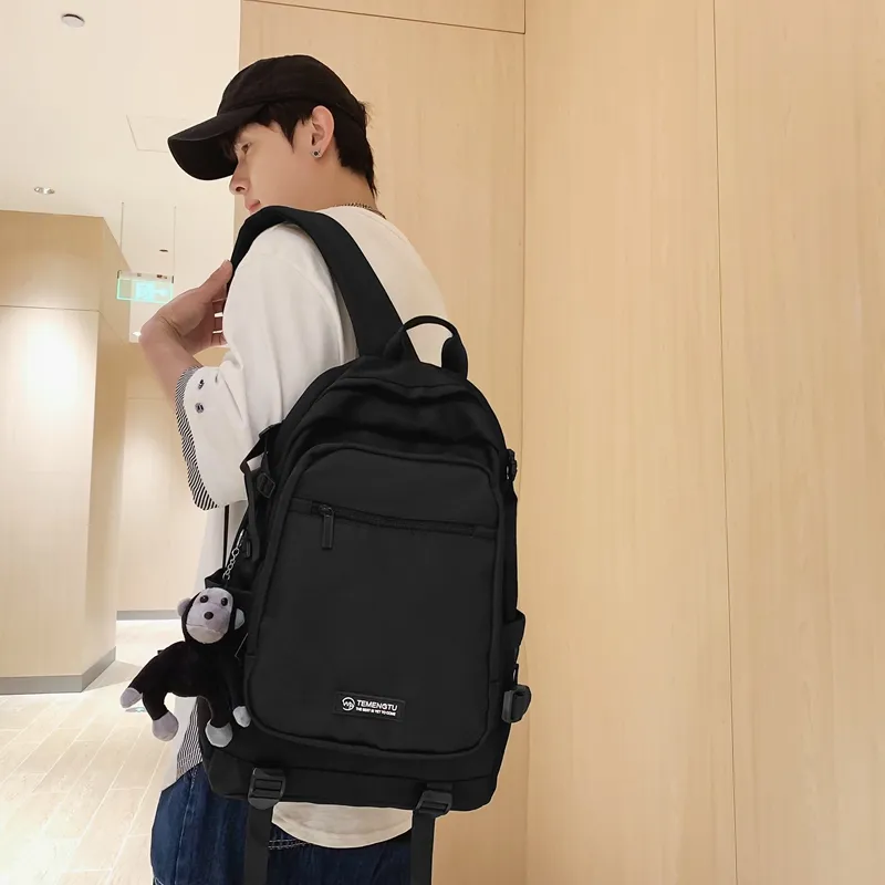 Travel Nylon Backpack Regular Unisex Black/Gray/Red/Light Purple-3