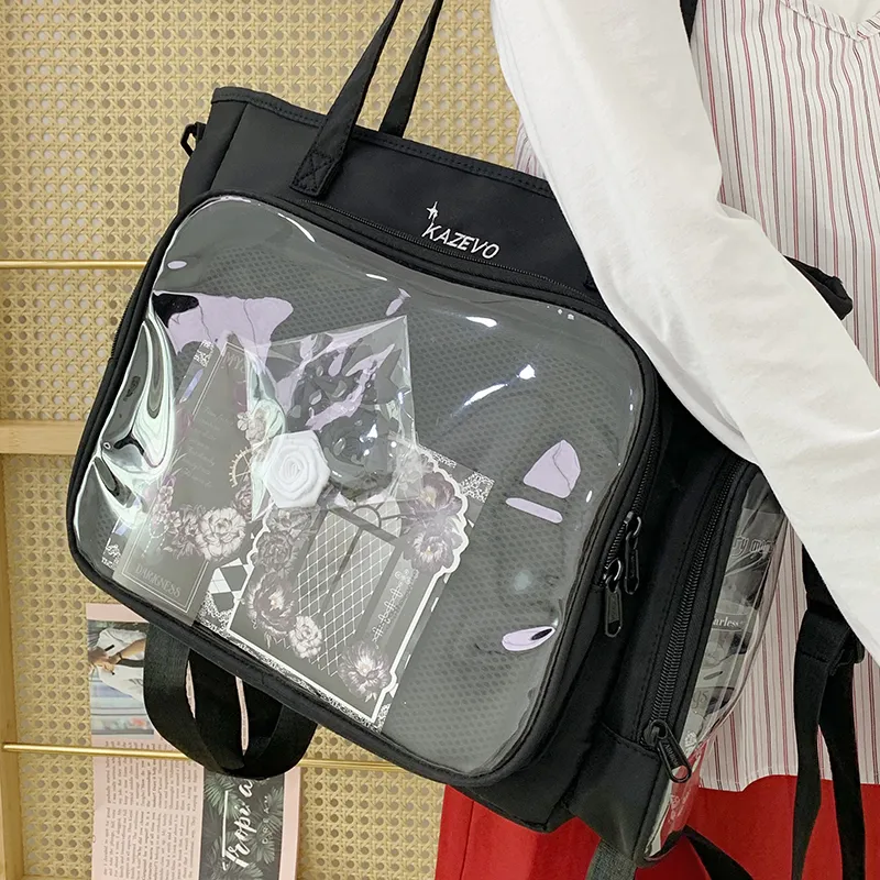 Travel Nylon Fabric One Shoulder Crossbody Backpack Handbag Women's Multicolor-16