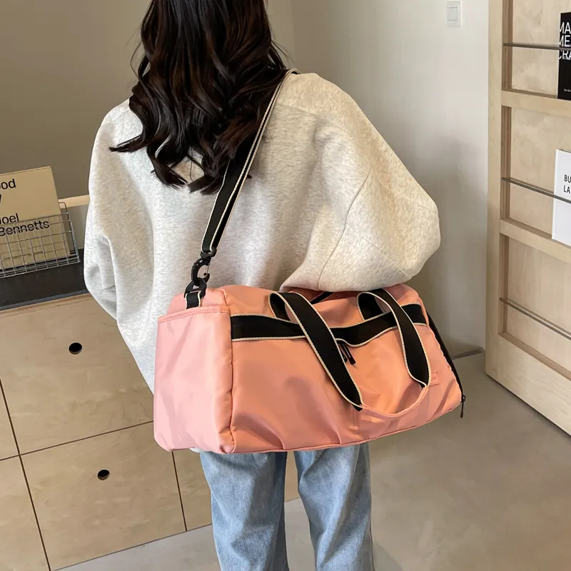 Travel Fabric Gym Bag Large Size Unisex Black/Ecru/Blue/Pink/Gray-20
