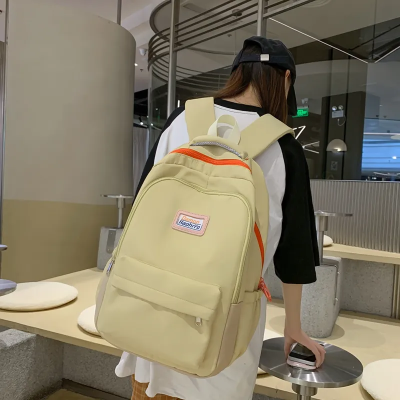 Travel Nylon Backpack Regular Women's Black/White/Yellow/Purple-9