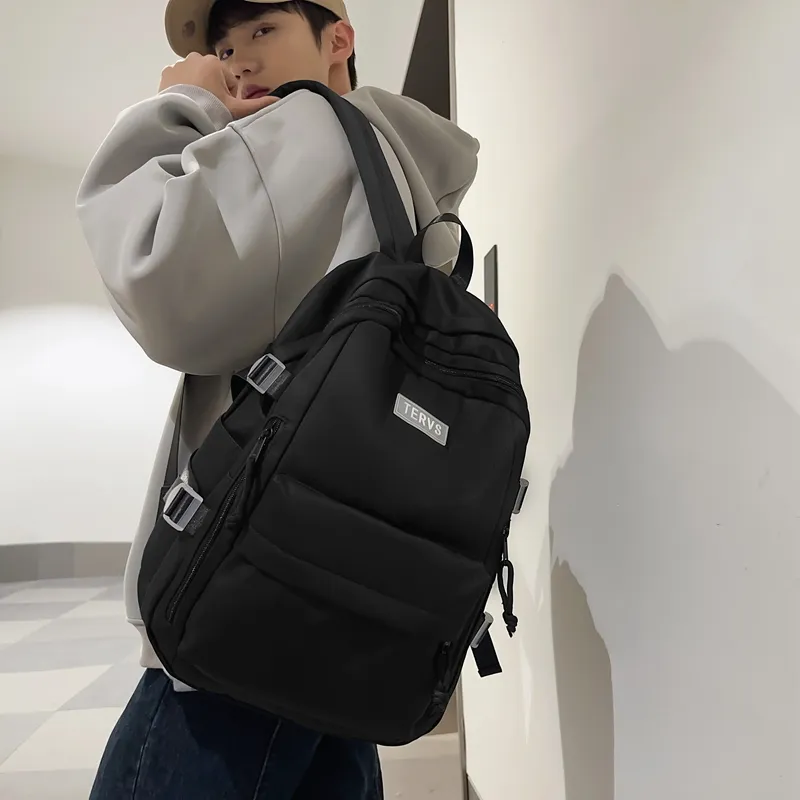 Travel Nylon Backpack Regular Unisex Black/White/Red/Green-5