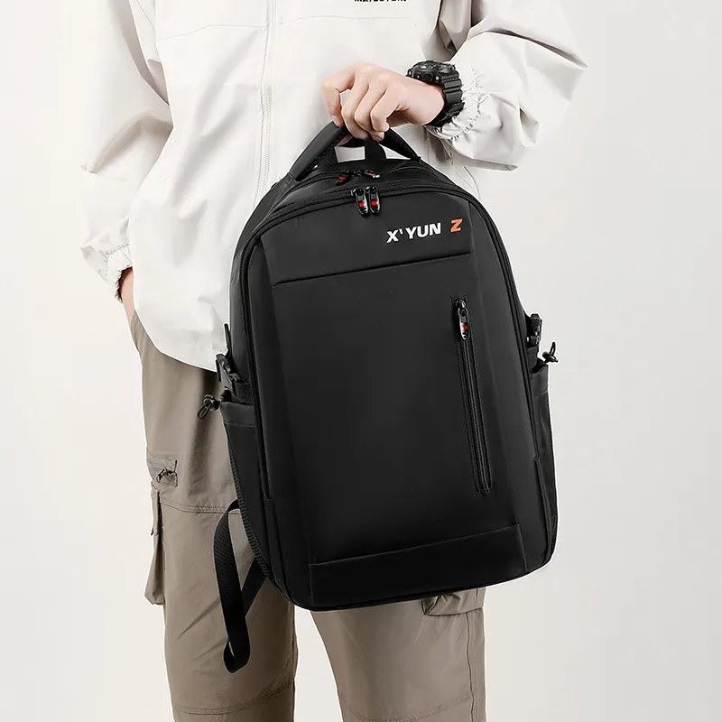 Travel Nylon Backpack Men's Black/Blue/Gray-1