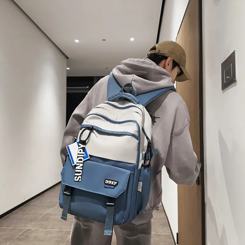 Travel Nylon Backpack Regular Unisex Pure Black/Blue/Black Coffee/Black Gray Color-15