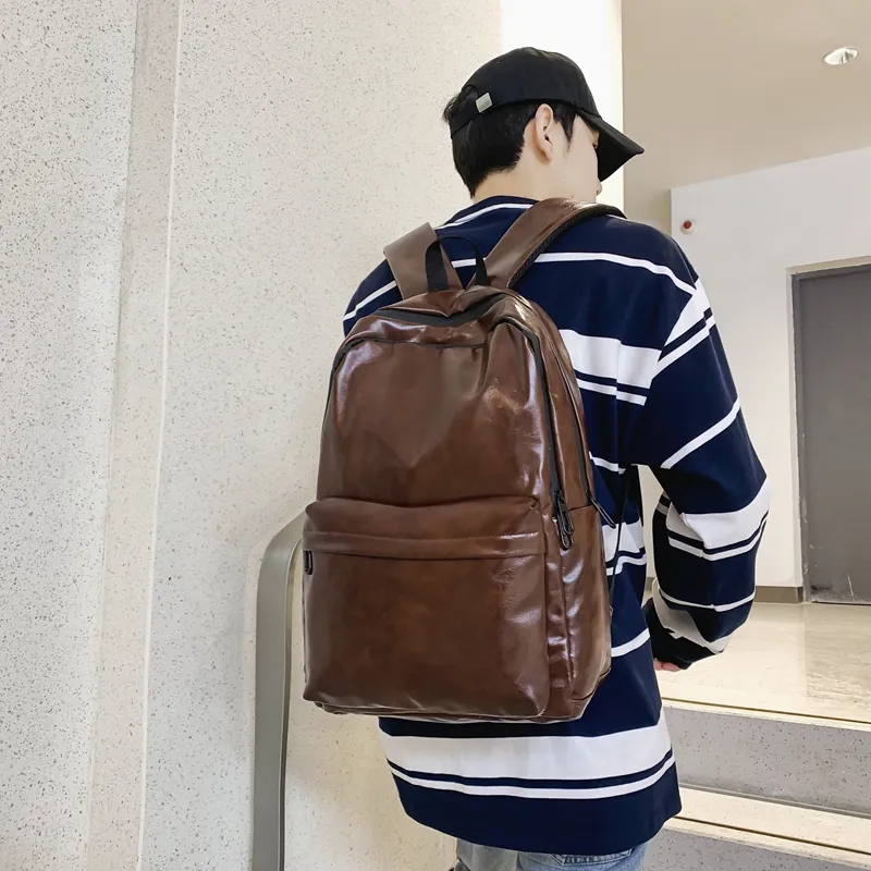 Travel PU Backpack Regular Unisex Black/Gray/Coffee-17