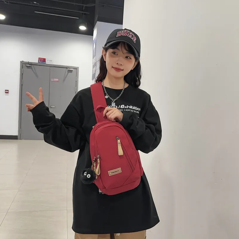 Travel Nylon Shoulder Bag, Crossbody Bag, Sling Bag Regular Unisex Black/White/Coffee/Khaki/Red-26