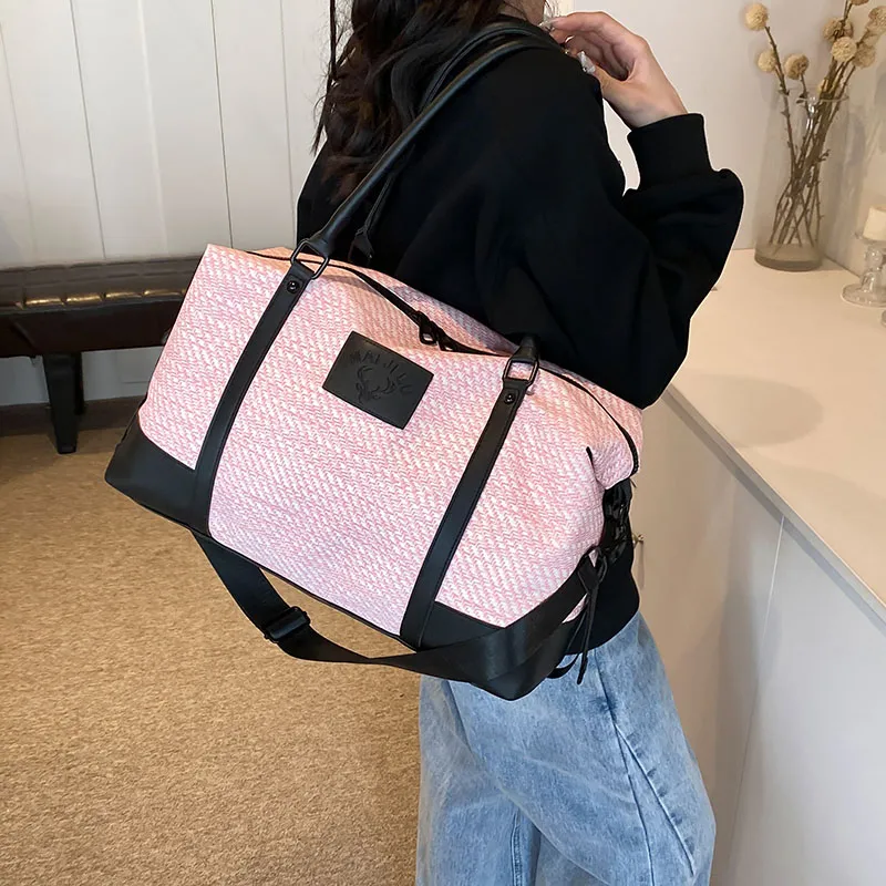 Travel PU Travel Bag Unisex Khaki/Pink/Black/Gray-11