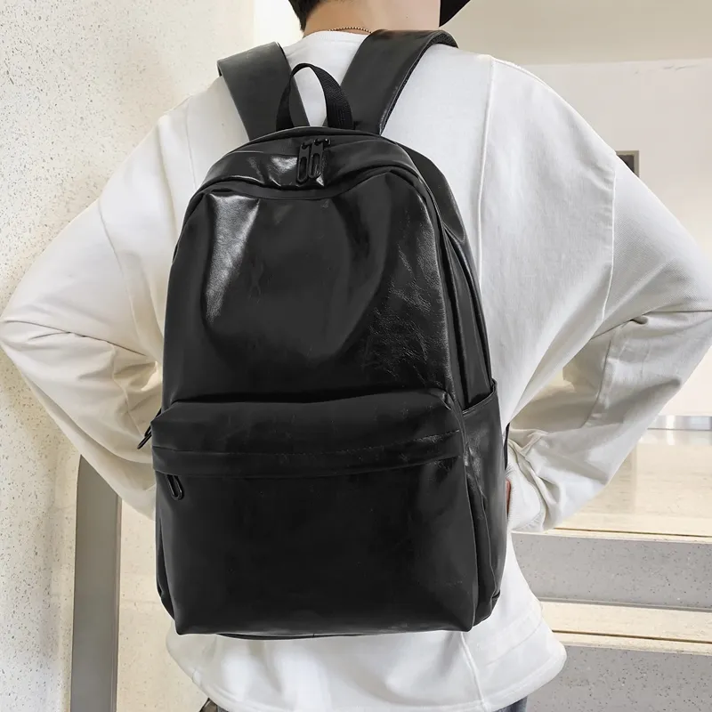 Travel PU Backpack Regular Unisex Black/Gray/Coffee-2