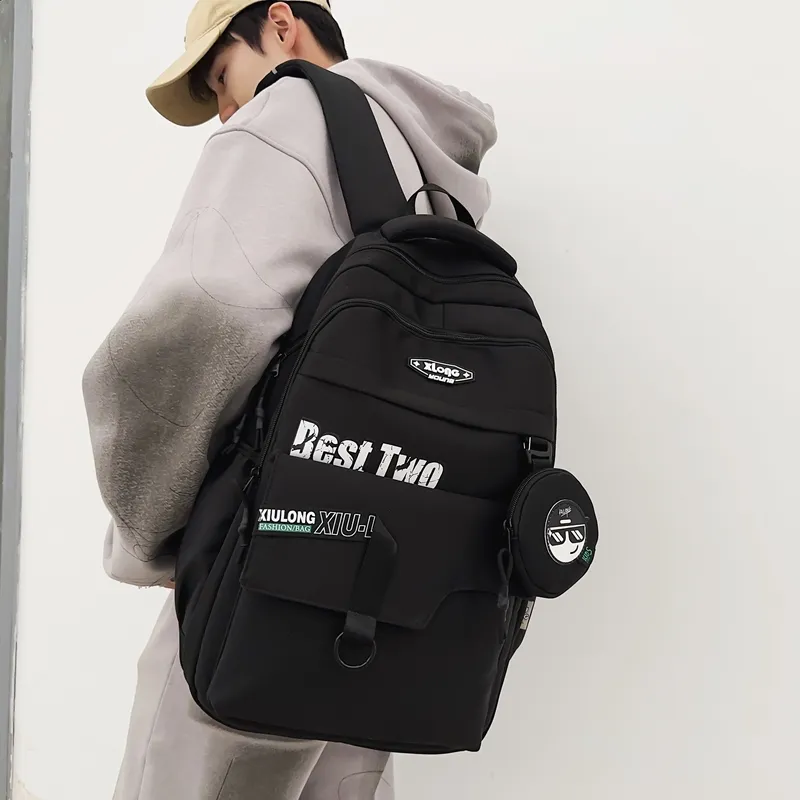 Travel Nylon Backpack Unisex _Nsec Black/Dark Gray/Light Gray/Dark Blue-2