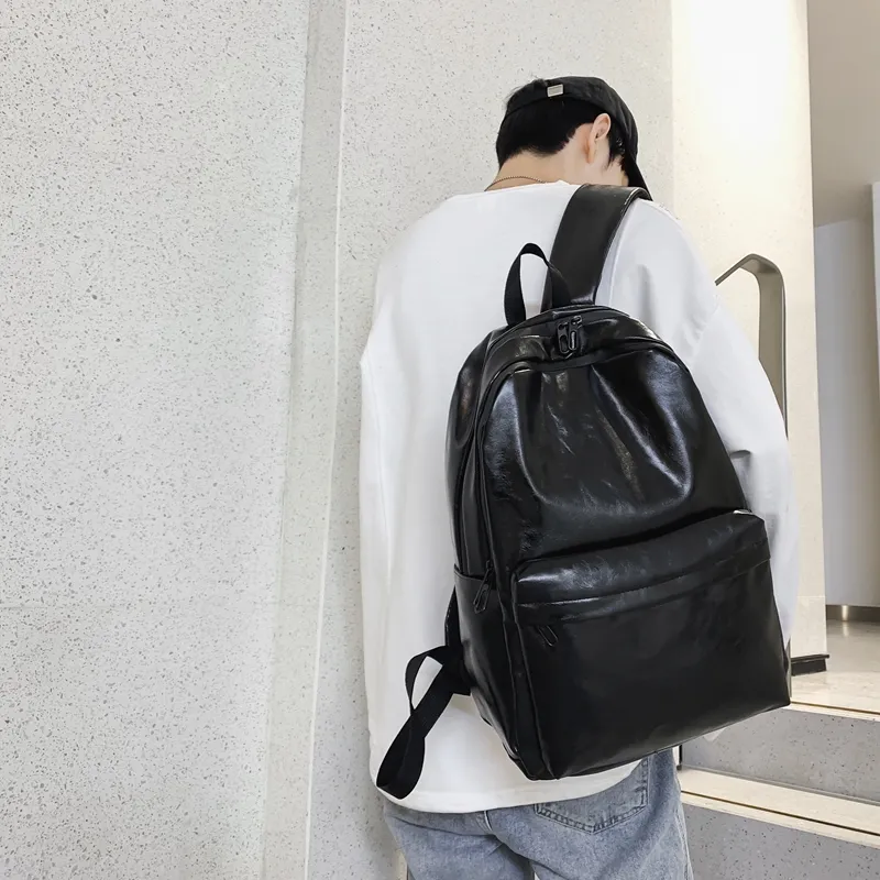 Travel PU Backpack Regular Unisex Black/Gray/Coffee-8