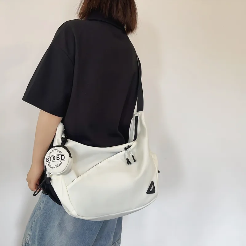 Travel Nylon Shoulder Bag Crossbody Bag Unisex Black/Red/White/Light Gray-16