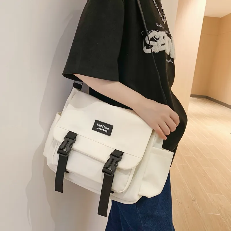 Travel Nylon Crossbody Bag Regular Unisex Black/White/Gray-5