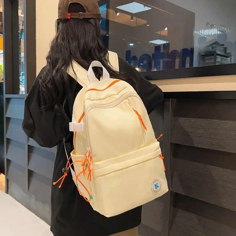 Travel Nylon Backpack Regular Unisex Black/Gray/Yellow-14