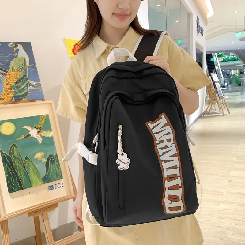 Travel Nylon Backpack Regular Women's Black/Pink/Gray/Green/Blue-18