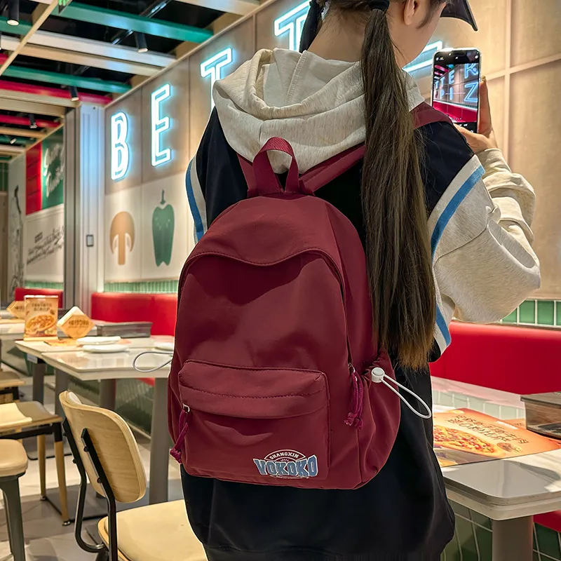 Travel Nylon Backpack Regular Unisex Black/Ecru/Red/Pink/Light Blue-18