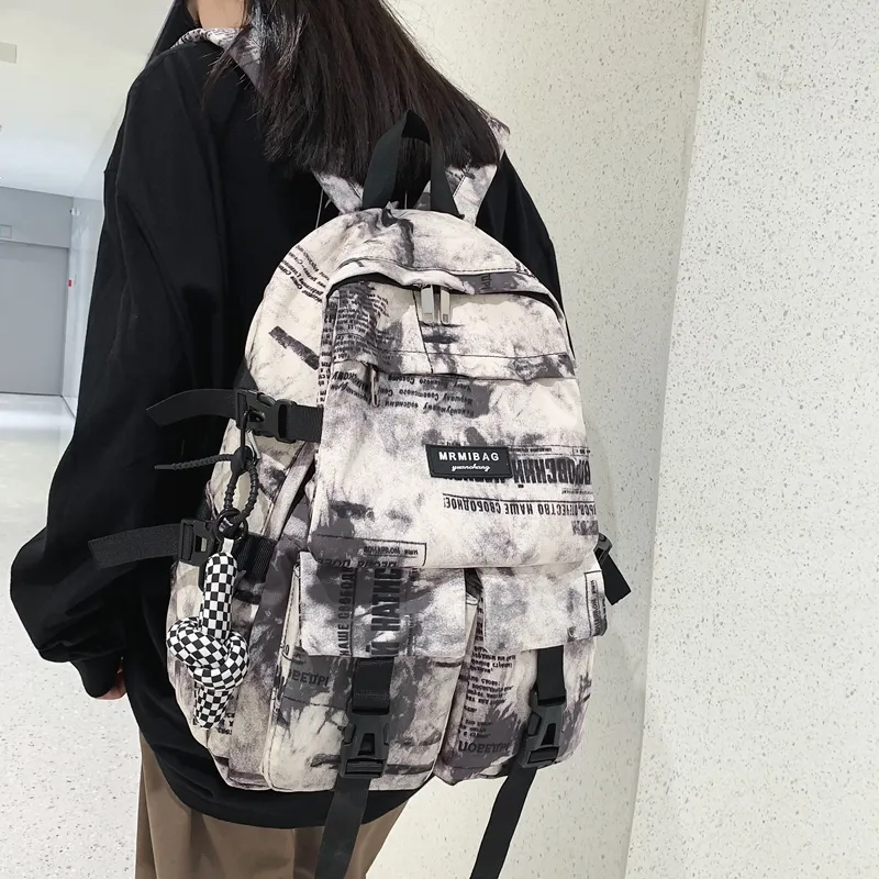 Travel Nylon Backpack Regular Black/White/Blue-7