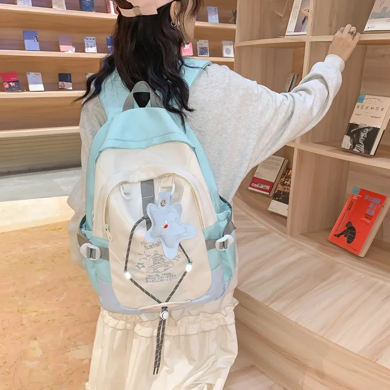 Travel Nylon Backpack Regular Unisex Blue/Yellow/Khaki-2