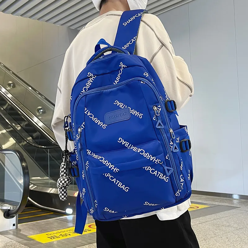 Travel Nylon Backpack Unisex Black/White/Blue/Khaki-16