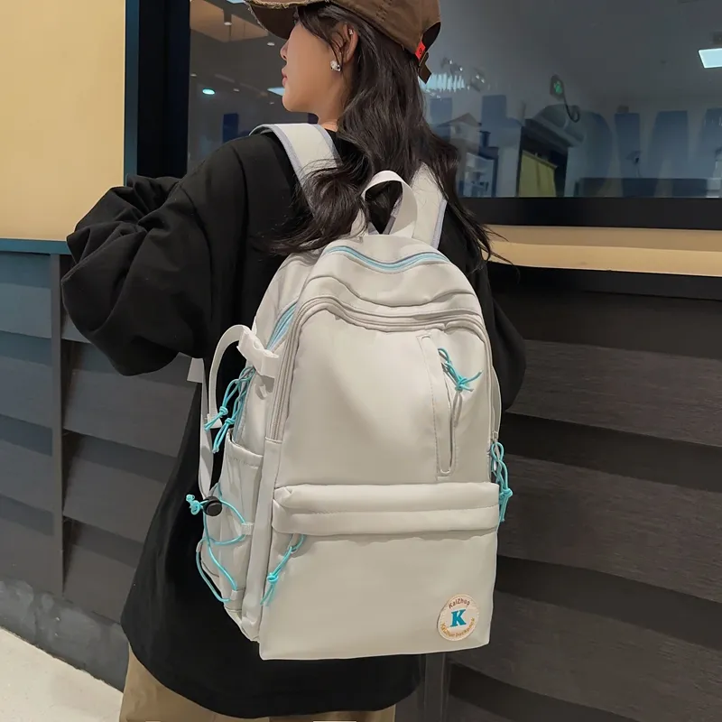 Travel Nylon Backpack Regular Unisex Black/Gray/Yellow-8