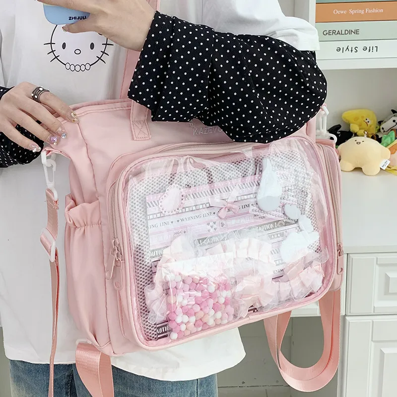 Travel Nylon Fabric One Shoulder Crossbody Backpack Handbag Women's Multicolor-23