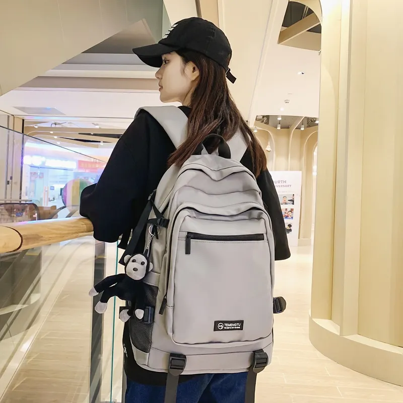Travel Nylon Backpack Regular Unisex Black/Gray/Red/Light Purple-17