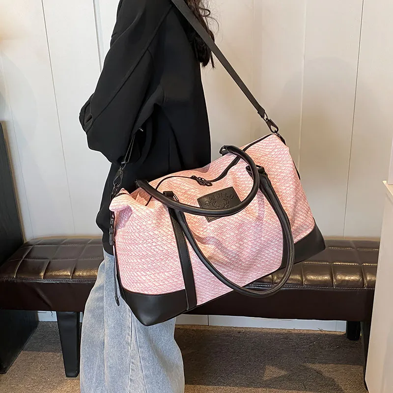 Travel PU Travel Bag Unisex Khaki/Pink/Black/Gray-21
